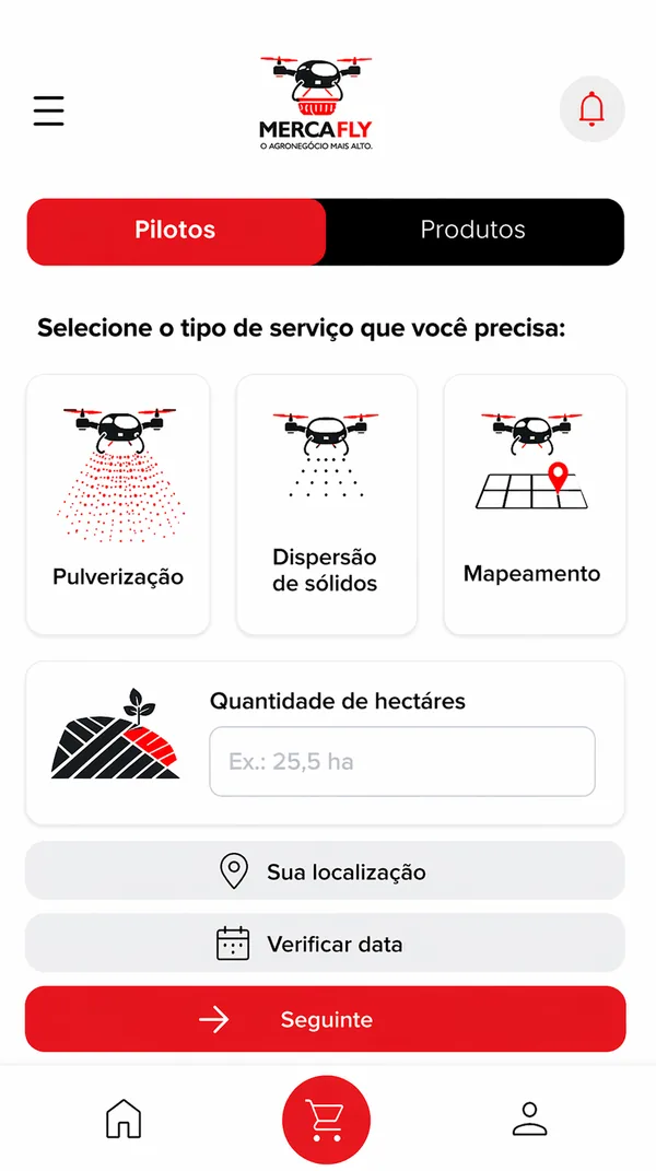 Tela do aplicativo MercaFly
